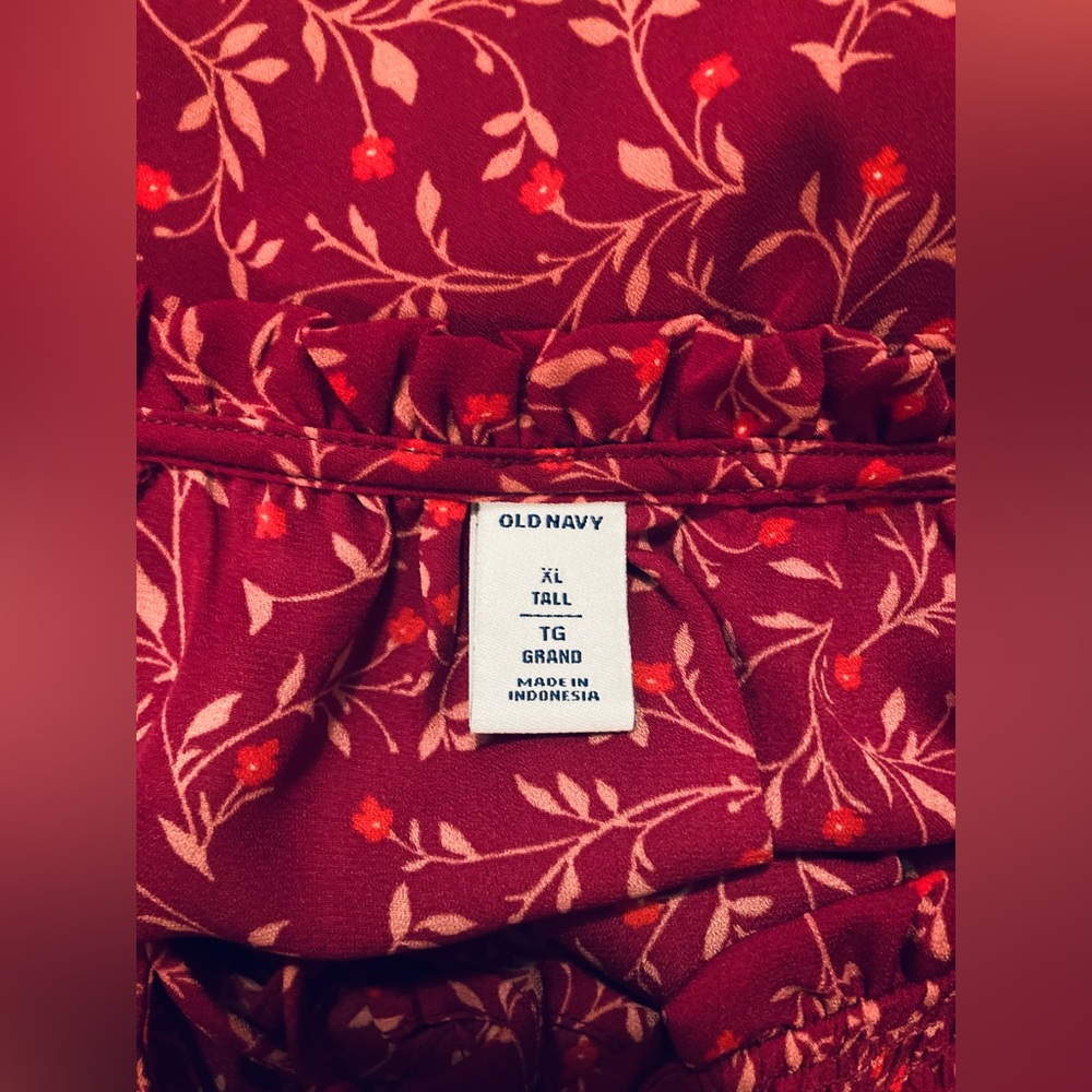 NWTS Old Navy Red Floral Dress Comfy Cottagecore Dress Women’s Size XL Tall - Picture 6 of 8